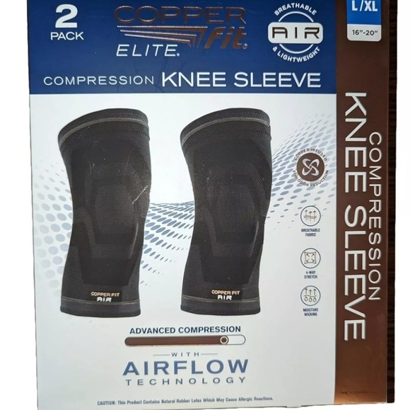 2 pack Copper Fit Elite Advanced Compression knee sleeve L/XL 16-20" S/M 12"-16" - Picture 1 of 7